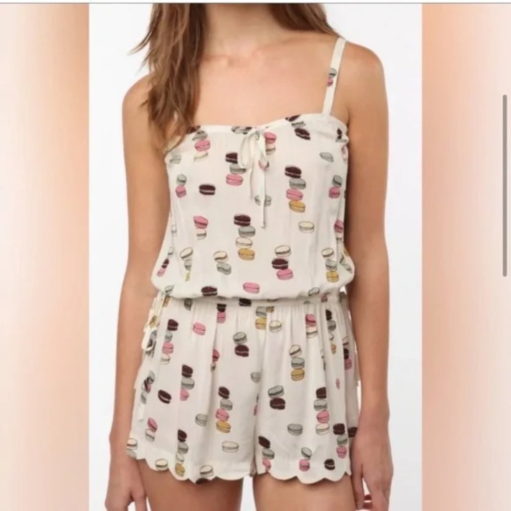Urban Outfitters Cooperative Cream Macaron Print Romper Size L